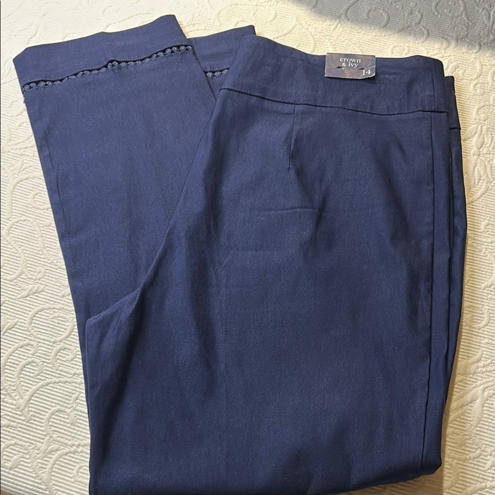 Crown & Ivy Blue Chinos with Straight-Leg Cut. 14. NWT